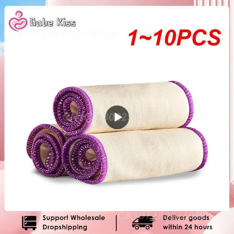 

1~10PCS HappyFlute Hemp Cotton Nappy Inserts Washable Breathable 3 Layers Hemp Cotton Use With Baby Cloth Diaper