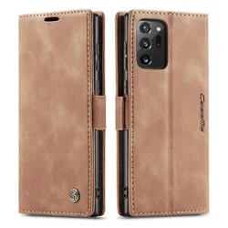 CaseMe Flip Leather Wallet Card Phone Case Cover for Samsung Note 10 Lite (Brown)