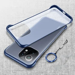 Matte Frameless Ring Phone Case with PC Back Cover for Mi Mix 4 (With Ring Blue)