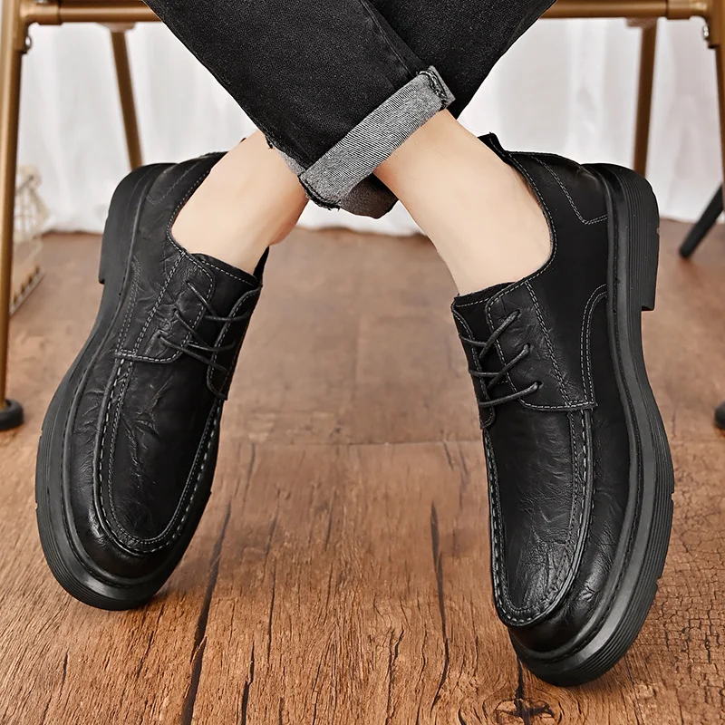 Casual Leather Shoes for Men Slip Comfy Lightweight Walking Shoes Lightweight _voghion.com