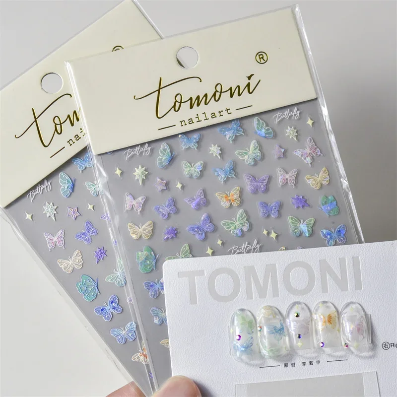 

1PCS Adhesive 5D Nail Stickers Foils Luxury Butterfly Kawaii Love Heart Nail Art Decorations Decals DIY Manicure Supplies Tool