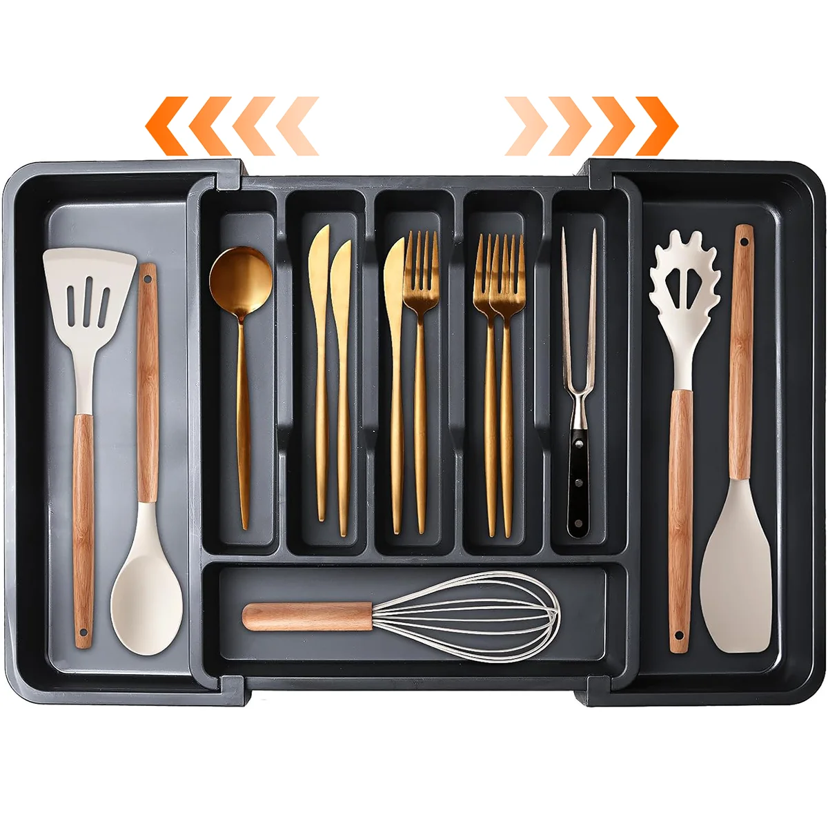 Cutlery Organizer Flatware Organizer Silverware Organizer Kitchen Silverware Drawer Organizer Expandable Utensil Tray Adjustable for Spoons Forks Knives Flatware and Cutlery Organizer