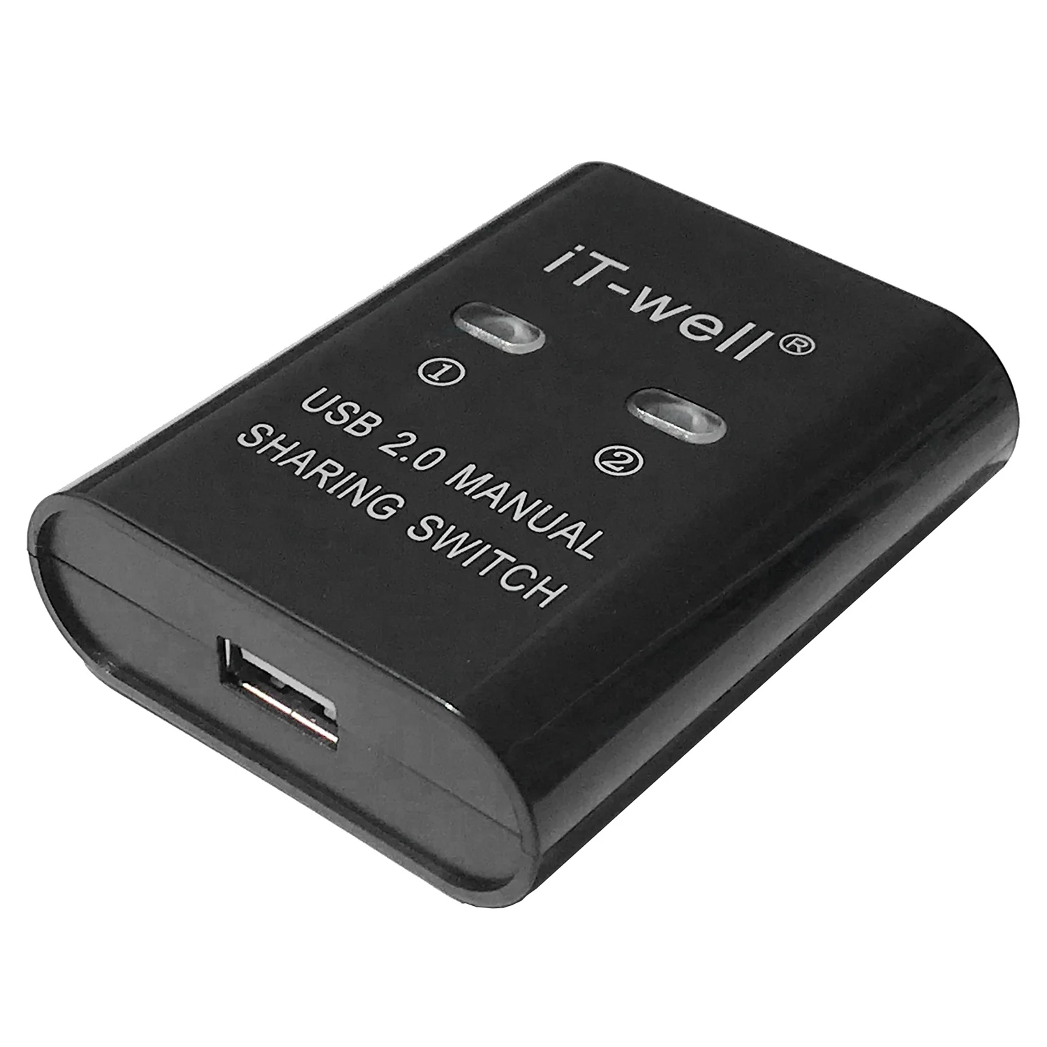 IT-Well USB 2 in 1 출력 프린터, 2 포트 수동 Kvm 변환기, 검정색