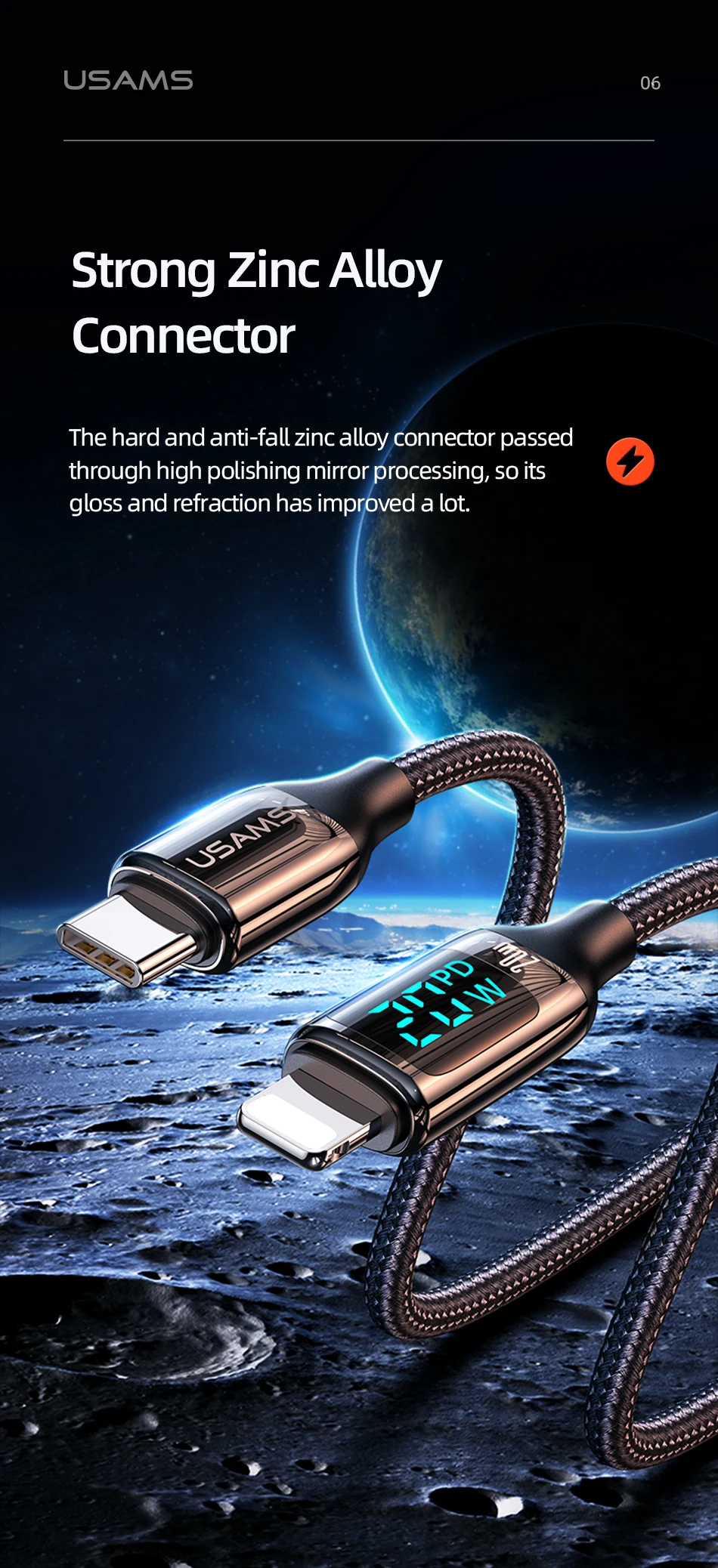 iphone to tv cable USAMS LED Display Cable PD 12W 20W 3A Fast Charging USB A C To Lightning Phone Cable For iPhone 13 12 11 X Pro Max iPad Cable android phone charger