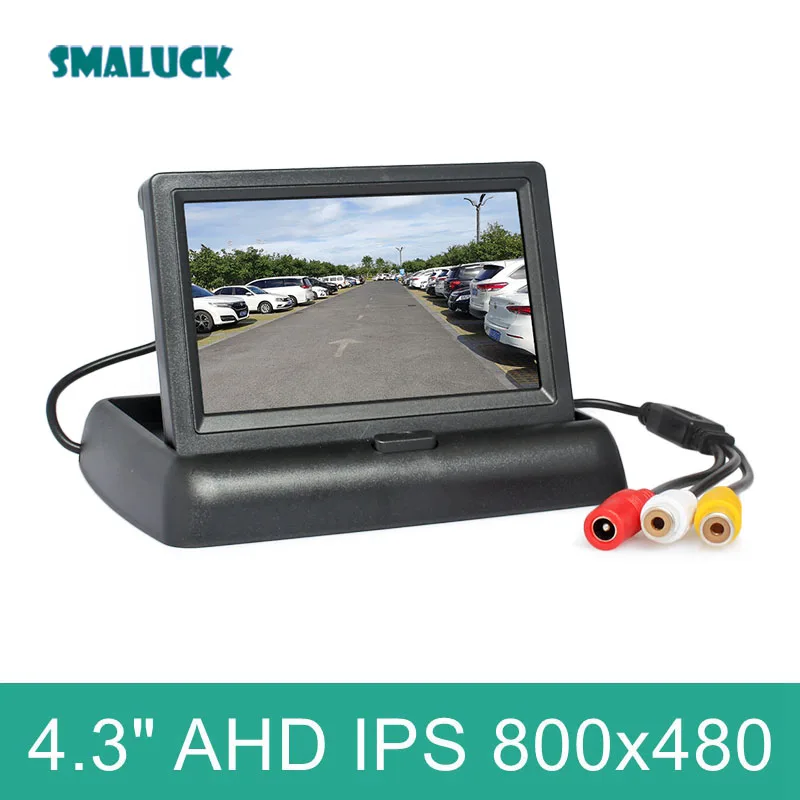 

SMALUCK 4.3inch AHD IPS 800*480 Foldabel Rear View Car Monitor Backup Monitor for AHD Camera CVBS Car Camera