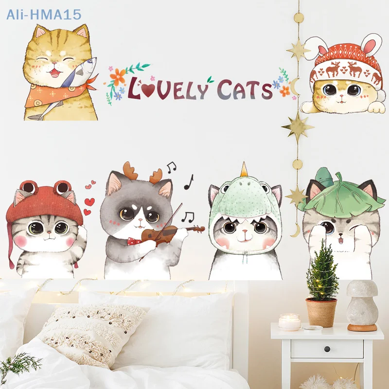 

Hand painted cat creative wall stickers home living room decoration vinyl wall stickers DIY children door mural wallpaper