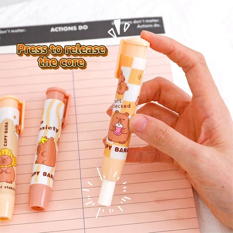 Random 1pc Kawaii Capybara Press The Eraser Clean Mess Free Cartoon Stationary Office Student Rubber Eraser Gift School Supplies 2