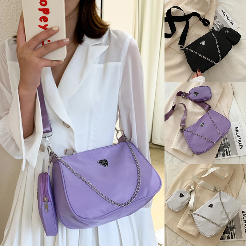 

2022 Retro Women Crossbody Bags Style Crescent Chain Underarm Shoulder Bags with Chain Women High Quality Square Solid Bags