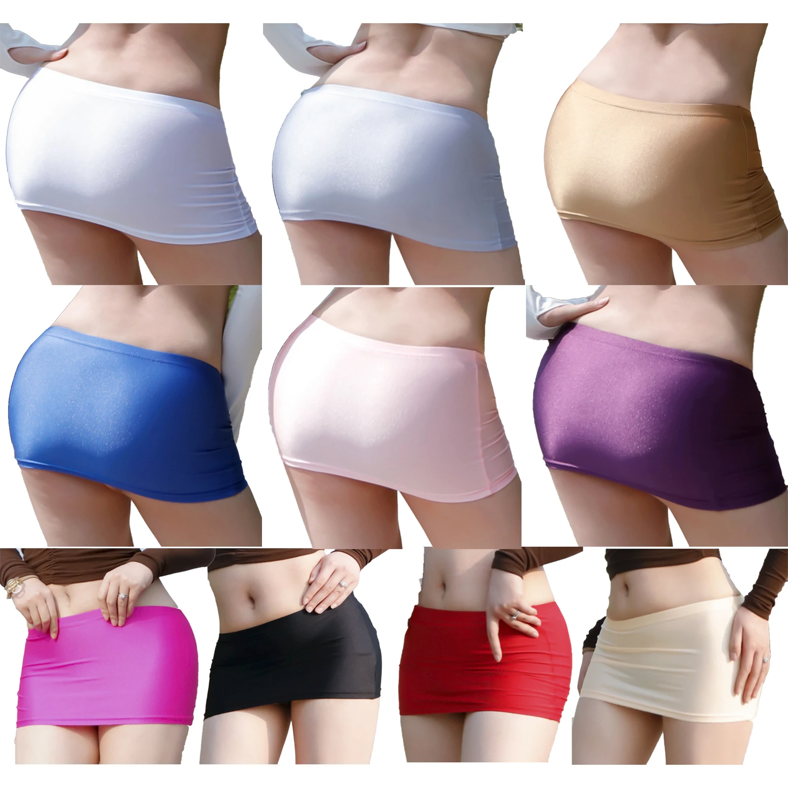Womens Low Rise Miniskirt Solid Color Elastic Waistband Lingerie Bodycon Mini Skirt Sheer Ultra Pencil Skirt Beachwear Nightwear 6