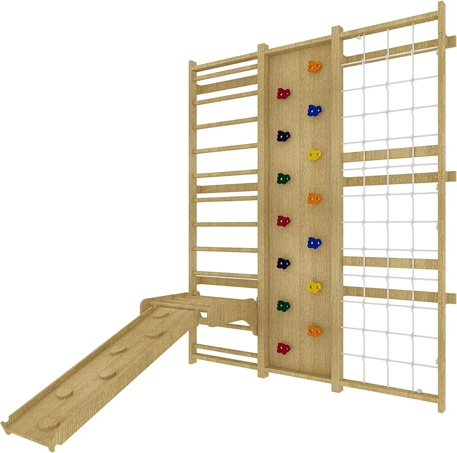 9-in-1 Ladder Wall Gym Set Trapeze Rock Wall Climber Montessori Climbing Equipment With Slide Pullup Bar Ladder And Swing