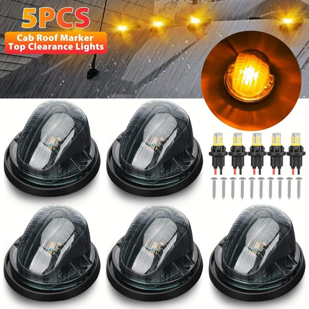 

5Pcs Cab Roof Marker Lights Compatible For C/K Series 1500 12V T10 LED Signal Running Lights Auto Accessories