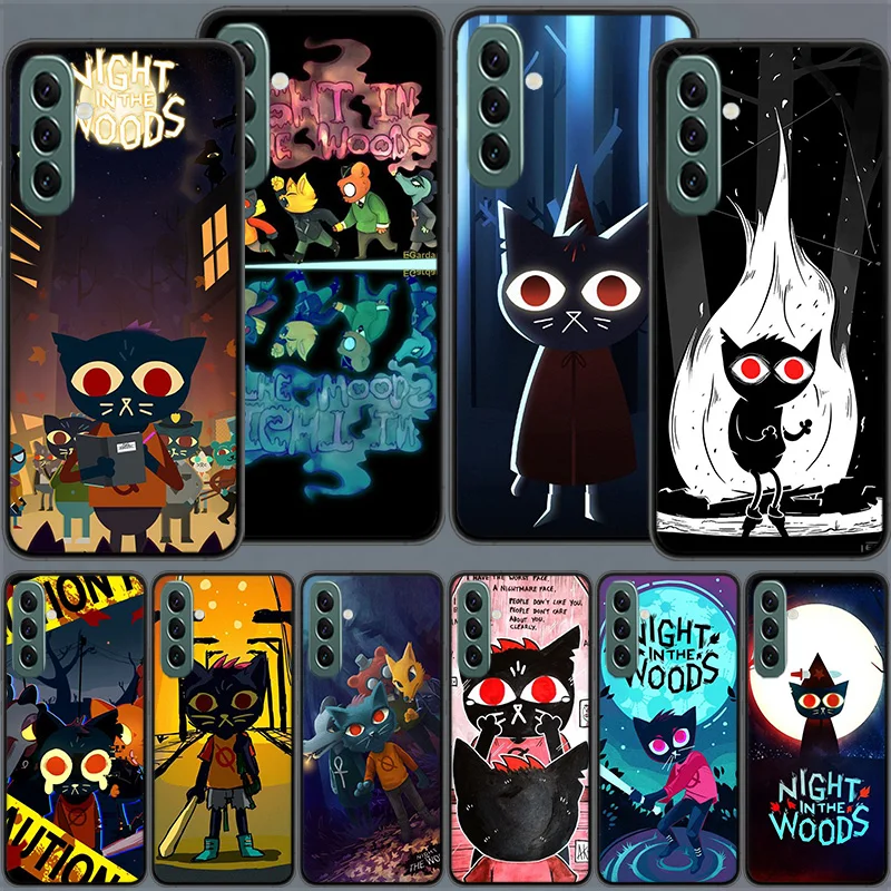 Cat Game Night In The Woods Custodia Per Telefono Per Samsung Galaxy A54 A34 A24 A14 A04 A04S A12 A22 A32 A52S A72 A53 A33 A23 A13 4G A73 A