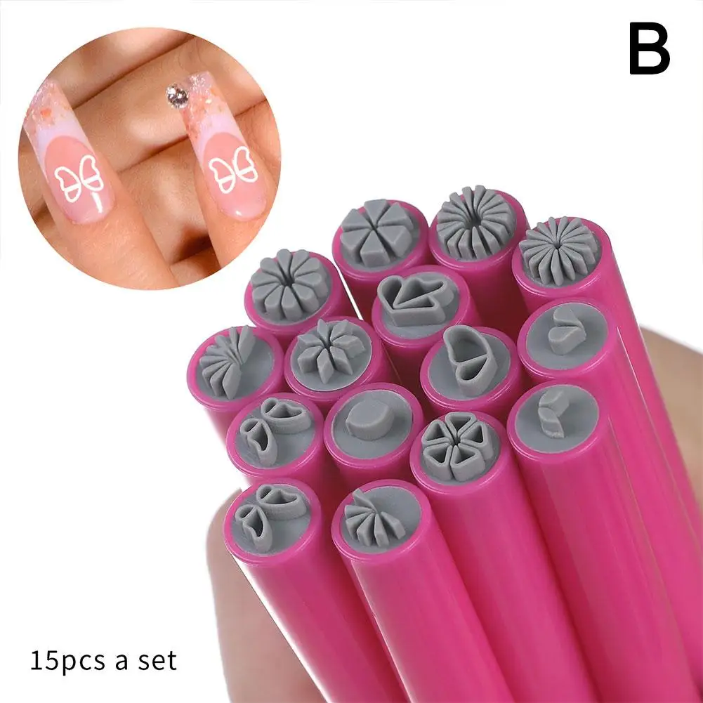 Nail Seal Plate Crystal-clear DIY Painting Silicone Nail Art Stamper Double Head Transparent Manicure Stamp Pen for Sa U6M9