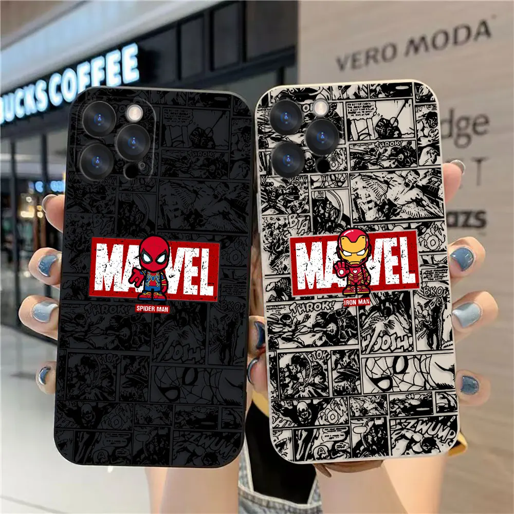 thumbnail image 5 of Case For iPhone 14 13 12 11 Pro XS Max Mini X XR 7 8 6 6S Plus Colour Simple Liquid Silicone Case Marvel Iron Spider-Man Comics, 5 of 5