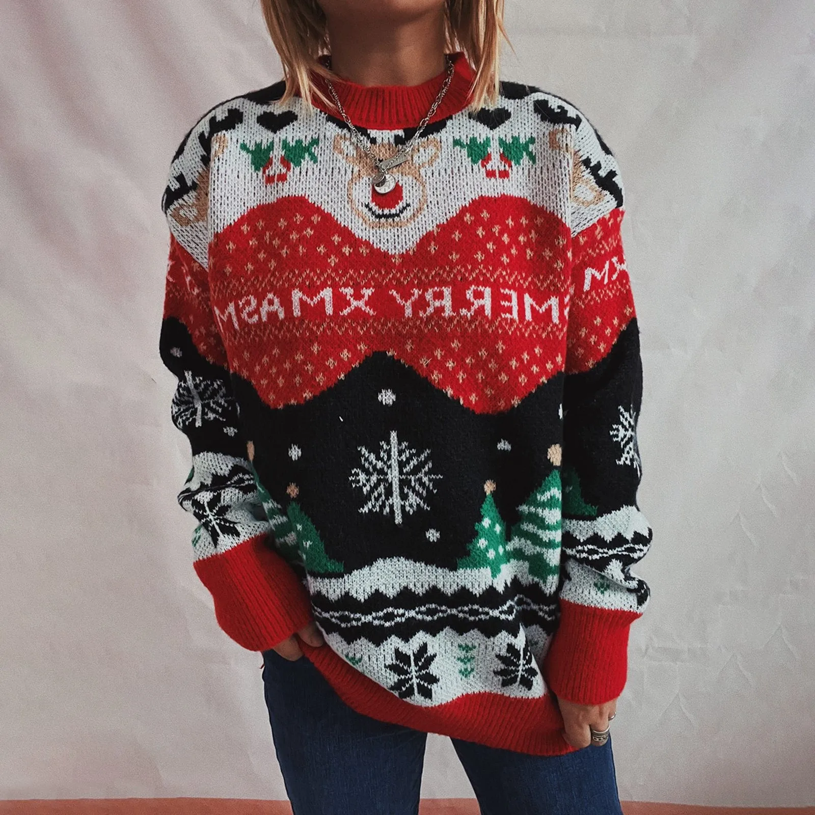 

Warm Winter Sweaters For Women Women's Cute Print Christmas Jumper Harajuku Pullover Turtleneck Sweater Turtleneck Sweaters Xmas