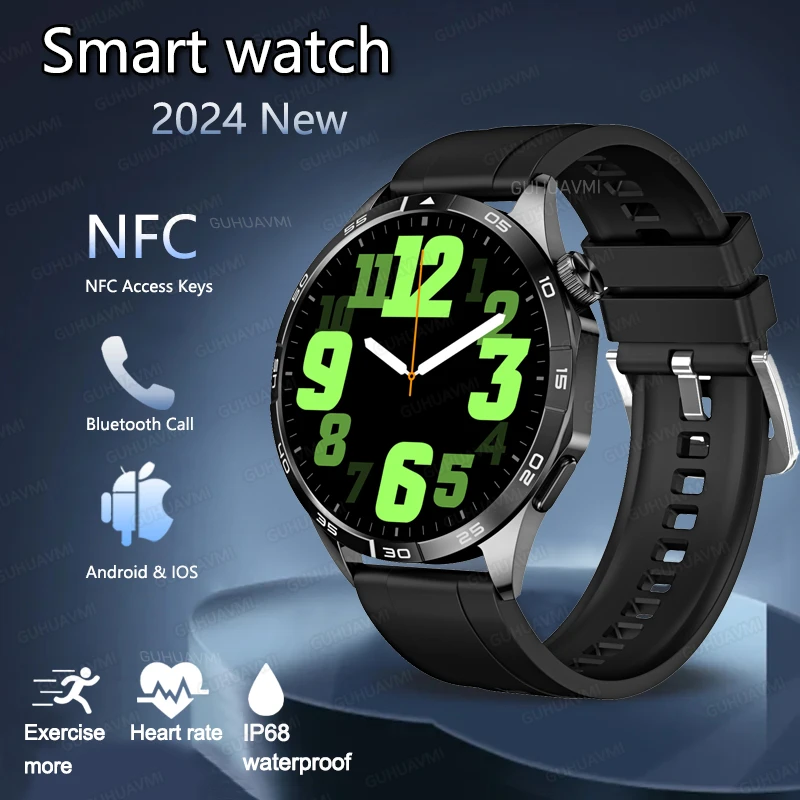 

New Men GT4 Smartwatch NFC 1.43" 466*466 AMOLED Screen Bluetooth Call NFC Smart Watches for Huawei Xiaomi 100+ Sports Modes 2024