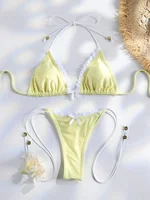 Sexy Triangle Mini Bikini Sets Micro Thongs Swimsuit Women Bathing Suit Biquini Bandage Beachwear Print Swimwear Thong Bikini