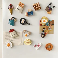 Creative Three-Dimensional Resin Refrigerator Sticker, Food Egg, Bread, Coffee, Tomatoes, Sticks, Breakfast Decoration