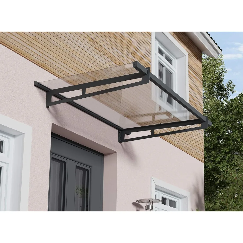 1500-5' x 3' Window & Door Awning for Door Entrance, High-End Polycarbonate Patio Canopy with Clear Panels, UV Protection 2