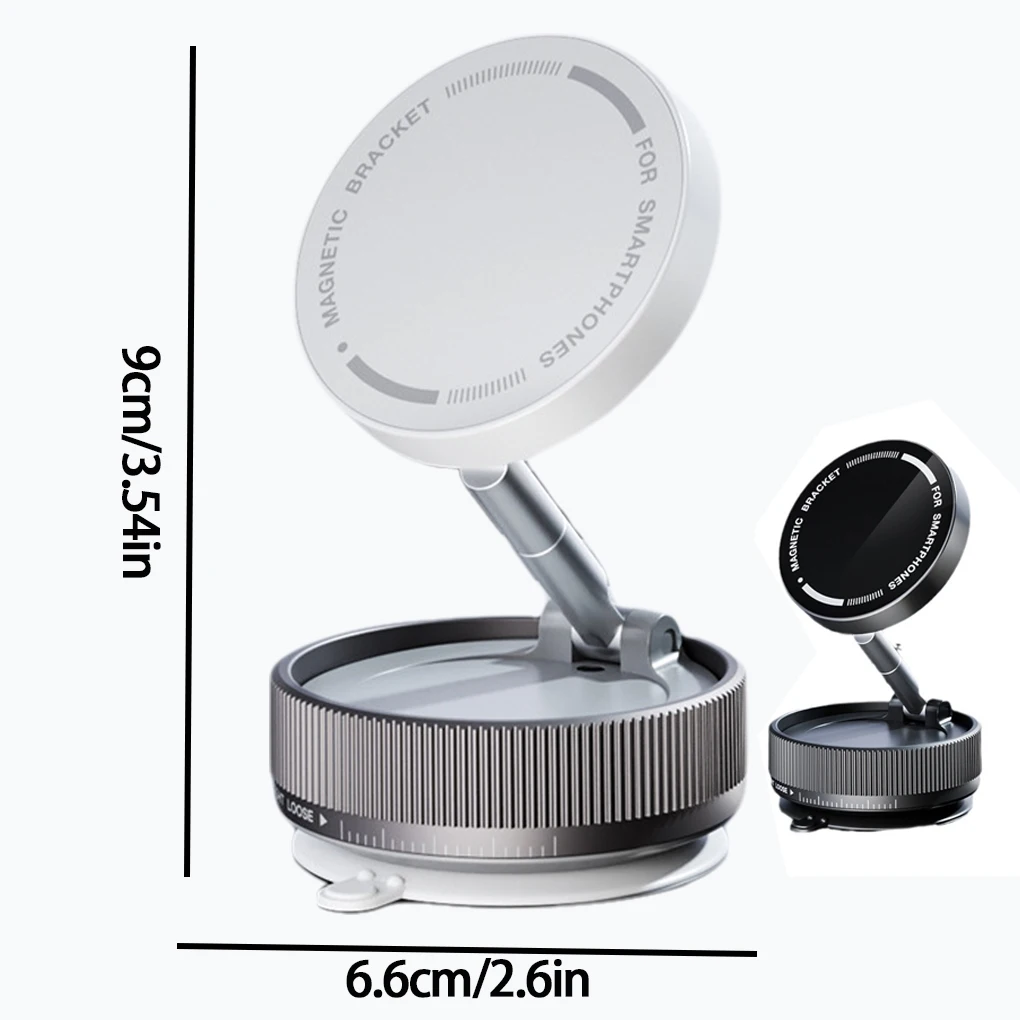 Universal Car Phone Holder 360 Degree Adjustable Vacuum Mount Magnetic Holder Foldable Design for Car/Desk/Bathroom/Travel/Gym