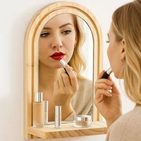 ชั้นวางต้นไม้ติดผนังอะคริลิคกระจกเงาพร้อมกรอบไม้ แผงใสโปร่งแสงรูปทรงประตู สำหรับตกแต่งห้องนั่งเล่นและห้องนอน 1