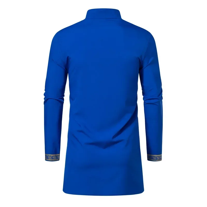 2024 New Personality Men's Long Sleeve Shirt Sets Leisure Dinner Print Design Medium Long Clothes for Men