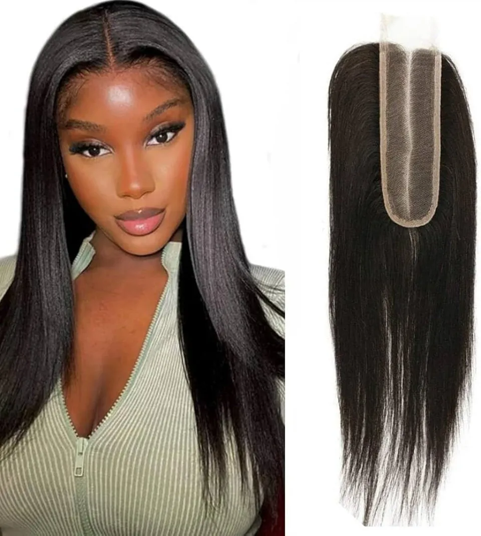 2x6 Lace Closure Straight Lace Closure Kim K Invisible Transparent Baby Hair 130% Density Virgin Human Hair Natural Black