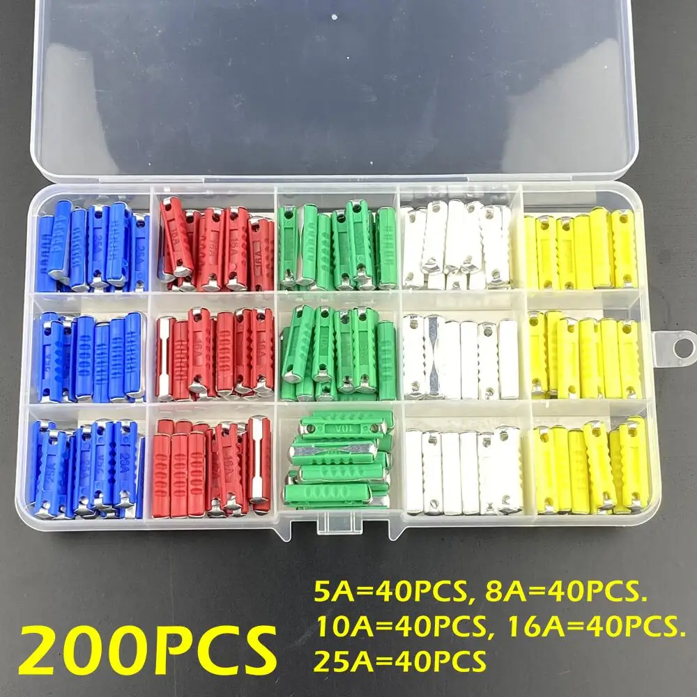 Continental Car Fuses Type Vintage Classic Cars European Bar Torpedo Fuse Set 5/8/10/16/25AMP 25X6MM 100/200 Pcs
