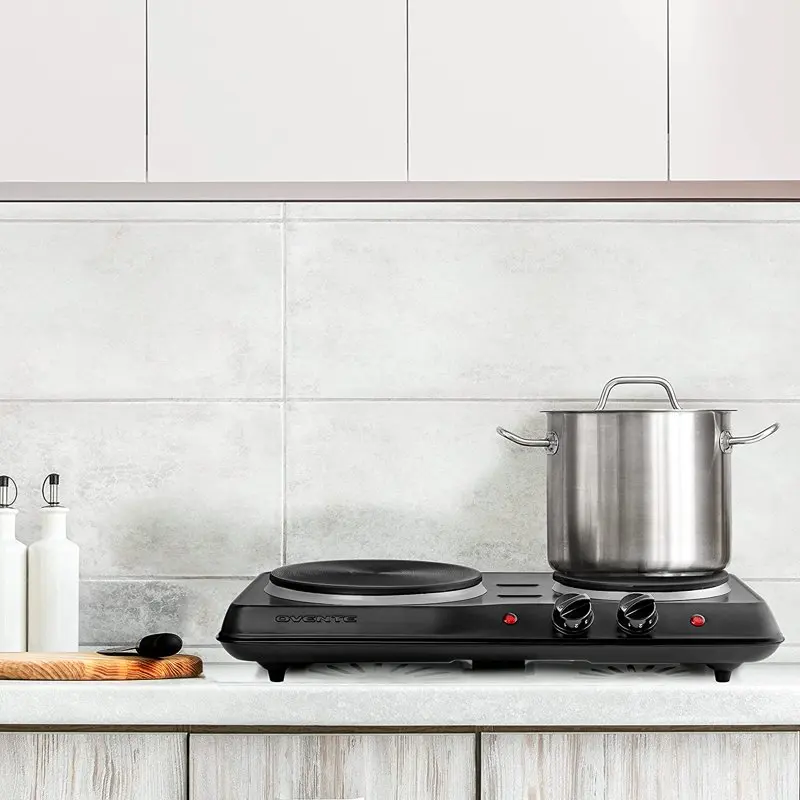 Double Cast Iron Burner 7 u0026 6 inch Hot Plates, 1700W Countertop Stove for  Cooking, Portable Cooktop with Temperature Control an - AliExpress