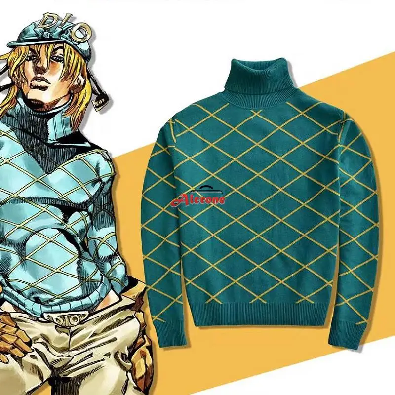 Disfraz de cosplay de anime adventure jersey de punto de cuello alto de