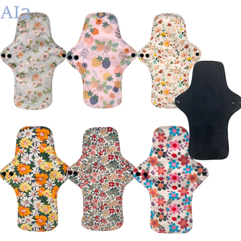 3PCS Menstrual Pad Women Washable Cotton Printed Maternal Sanitary Napkin