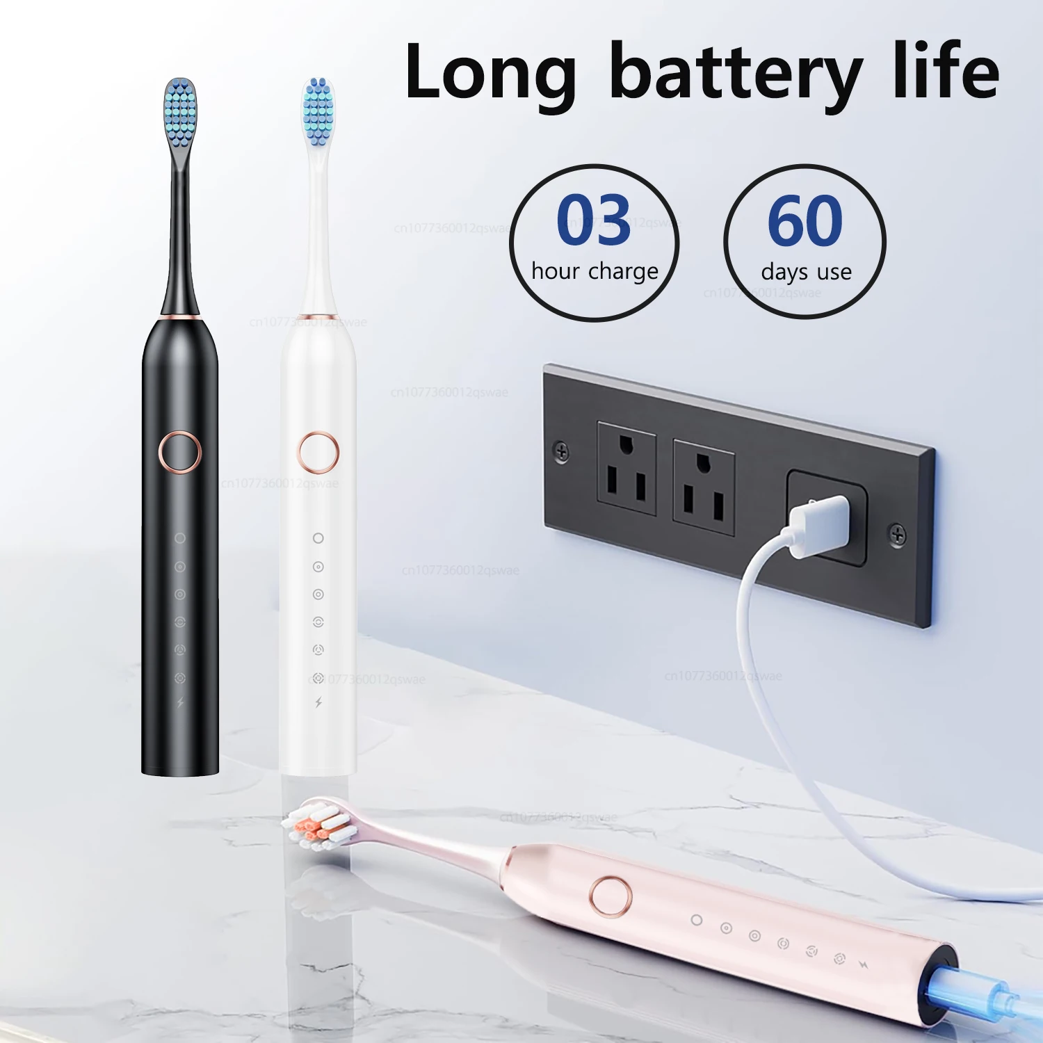Sonic Electric Toothbrush for Adults Rechargeable Electric Toothbrush with 8 Brush Heads Couple Tooth Brush