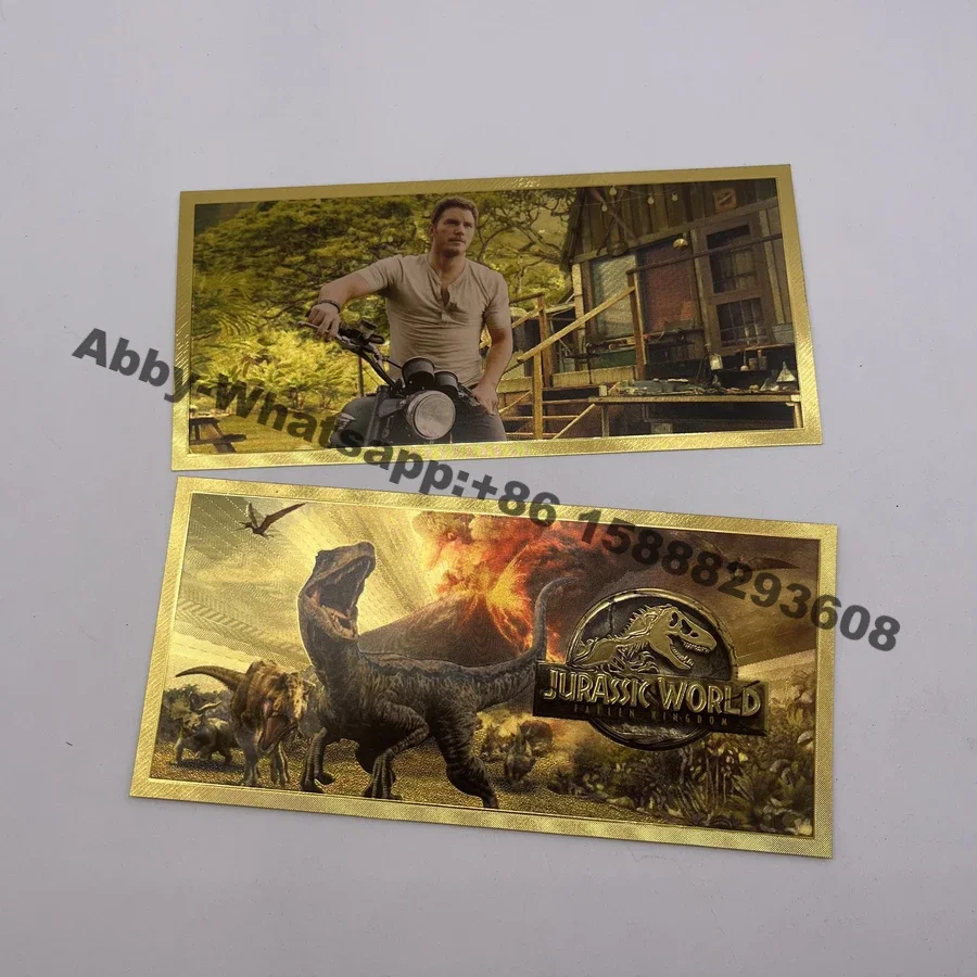 Mundo Jurásico chapado en oro de 24k, billete de Dinosaurio tiranosaurio rex, tarjeta dorada para colección