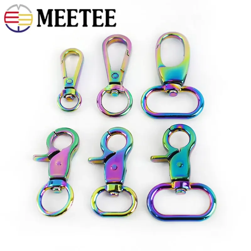 

5/10Pcs Rainbow Metal Swivel Lobster Clasp Trigger Snap Hook Buckle Keychain Carabiner Webbing Bag Strap Belt Hardware Accessory