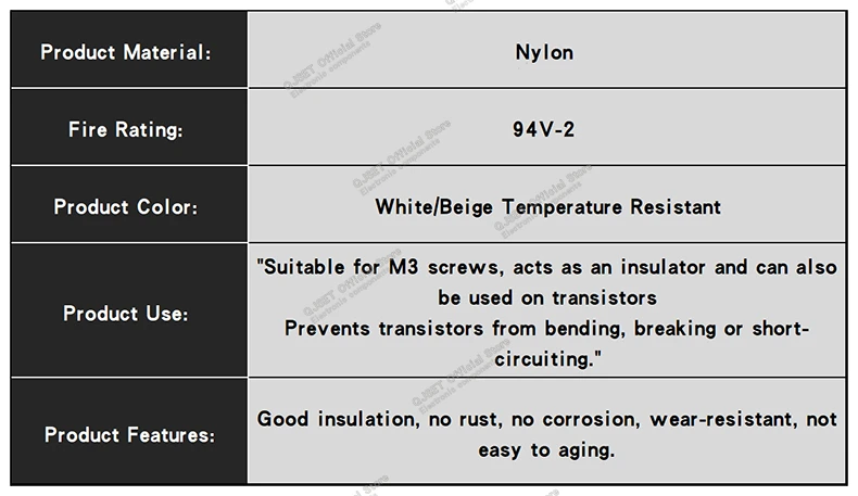 100 Stück Isolierkorn TO-220 TO-3p TO-247 Triode Spezial M3 Schraube Isolierring Unterlegscheibe Kappe T-Typ Transistor Dichtung Nylon 3mm – Detail 2