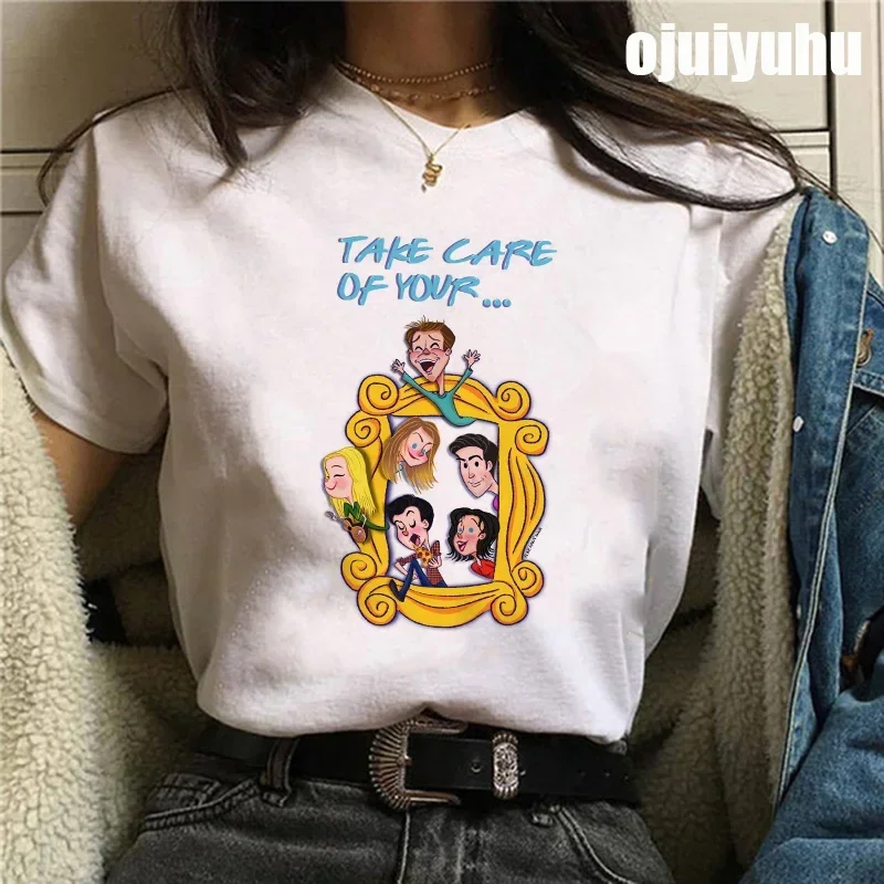 Fashion Friends Tv Show Funny Cartoon T Shirt Women Graphic Best Friends Harajuku T-shirt Korean Style Tshirt Vintage Top Female