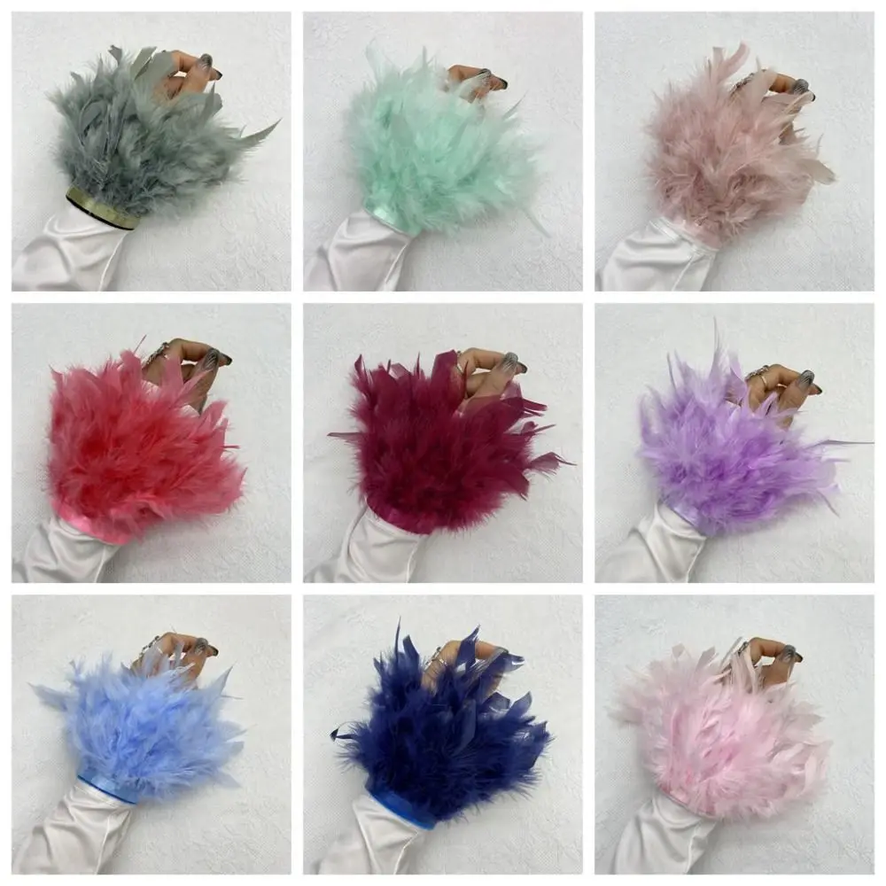 

Turkey Feathers Fur Feather Cuffs Soft Hair Loop Bracelet Feather Wrist Cuffs Colorful Fun Feather Wristband Circle Kid Toys