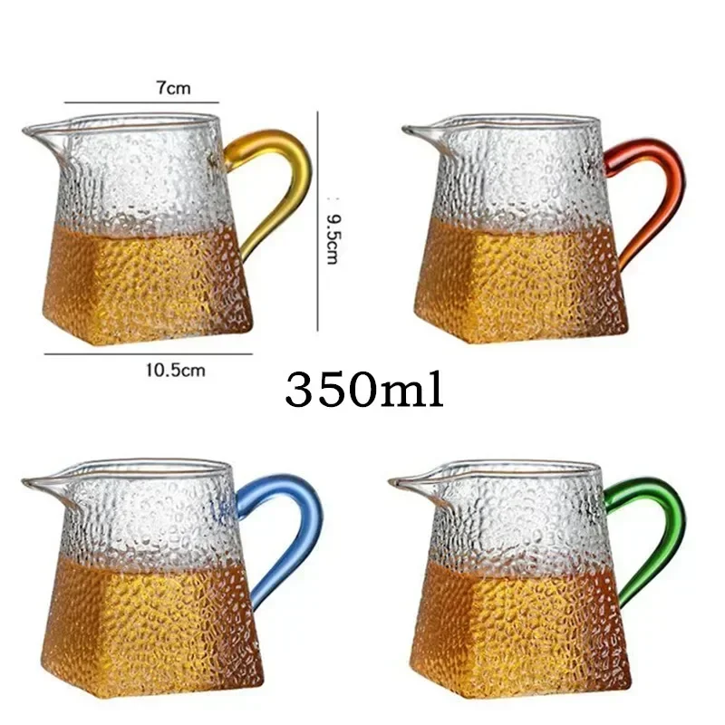 Heat-Resisting Glass Tea Creative Pitcher Square Bottom Milk Teacup Pitcher Coffee Water Pot Jug Hammer Container Teture Tanks