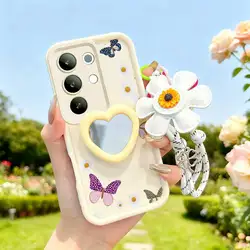 Colorful Butterfly Phone Case Set with Lanyard and Craft Embellishments - 3pcs for Realme 15x (India) (WHITE)
