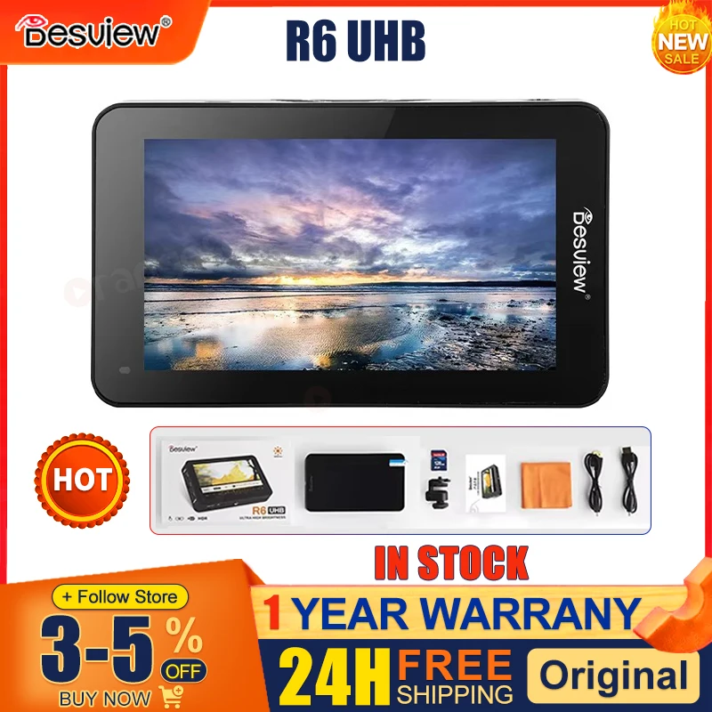 Desview R6 UHB 5.5'' full HD touchscreen on-camera monitor 2800nits ultra high brightness supports 4K HDMI input and output