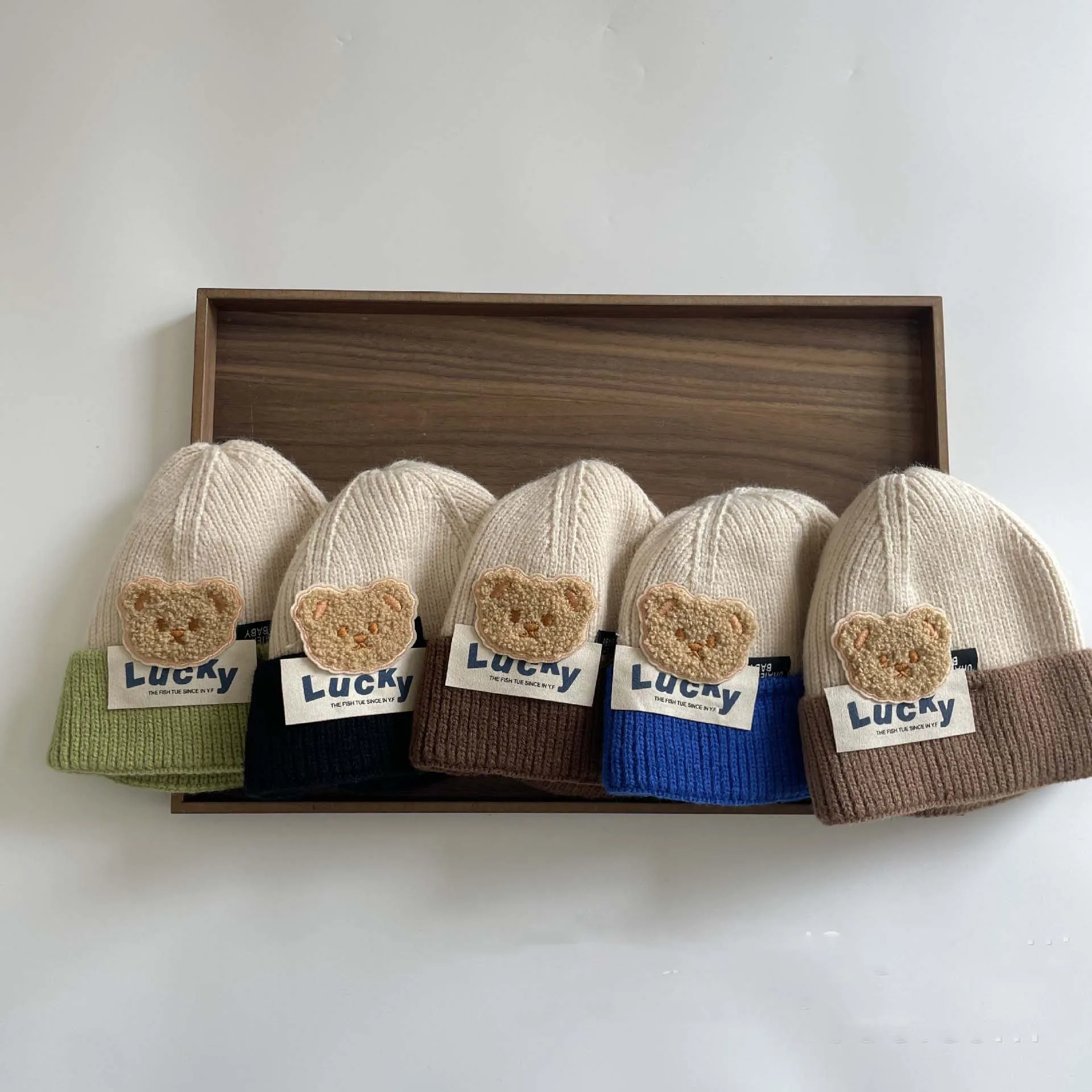 Cute Bear Kids Knitted Hat 2023 Kids Beanie Bonnet Cap For Girls Boys 2023 Kids Accessories