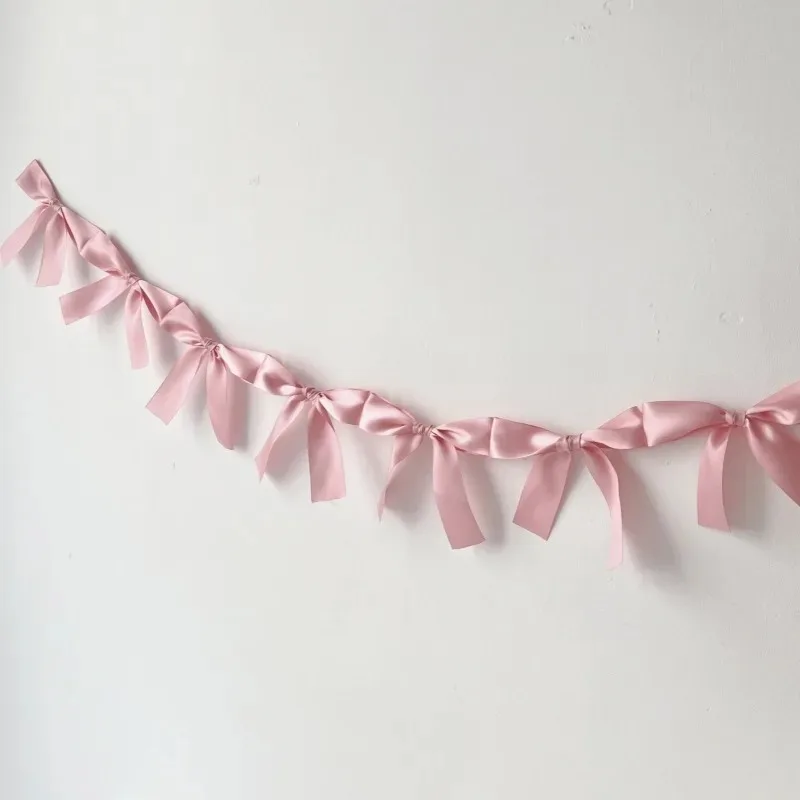 Ins style bow handmade hand woven ribbon banner children's room decoration early education popular decoration decoration