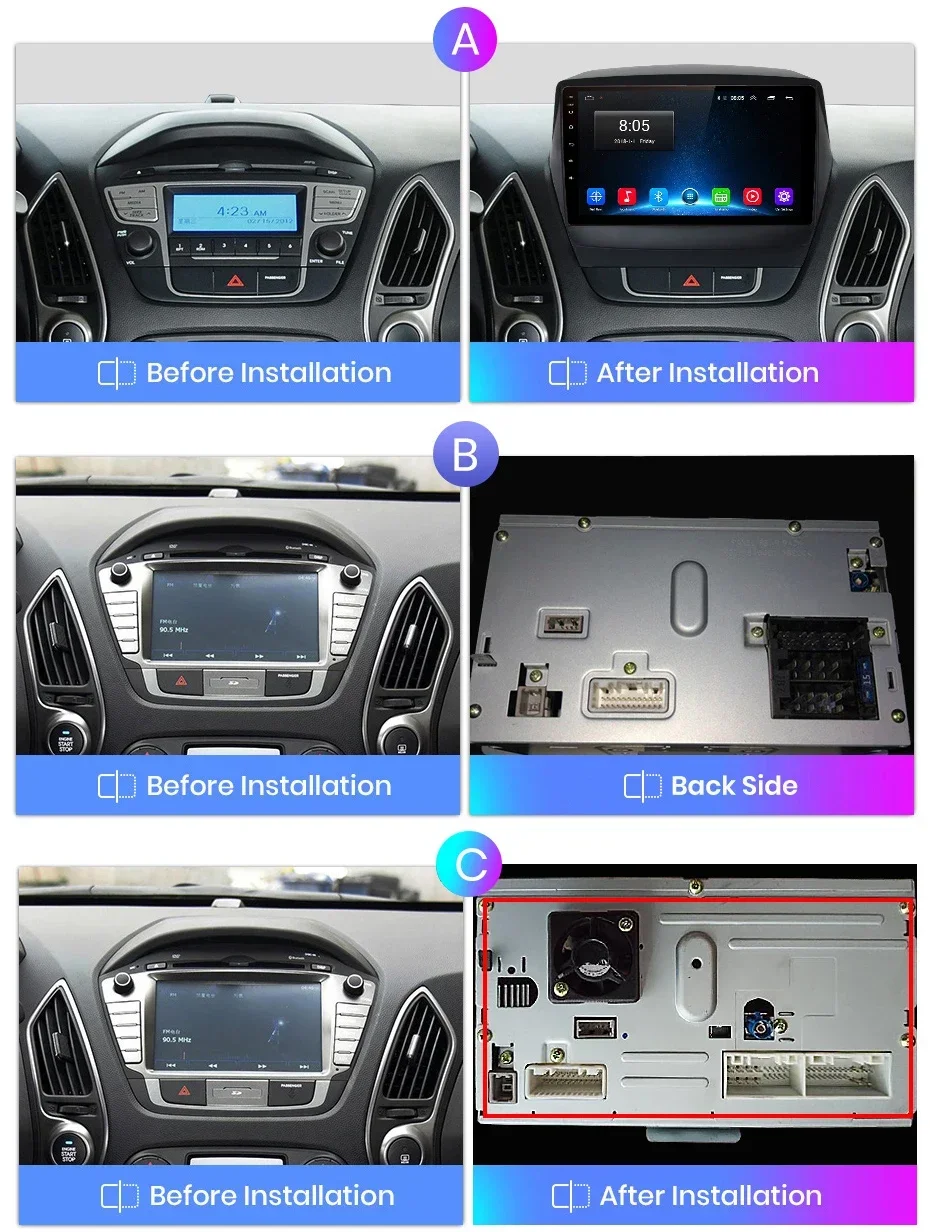 Junsun AI Wireless CarPlay für Apple Android 14 Auto Autoradio für Hyundai Tucson 2 ix35 2009 2010-2015 Multimedia Navi Stereo – Detail 1