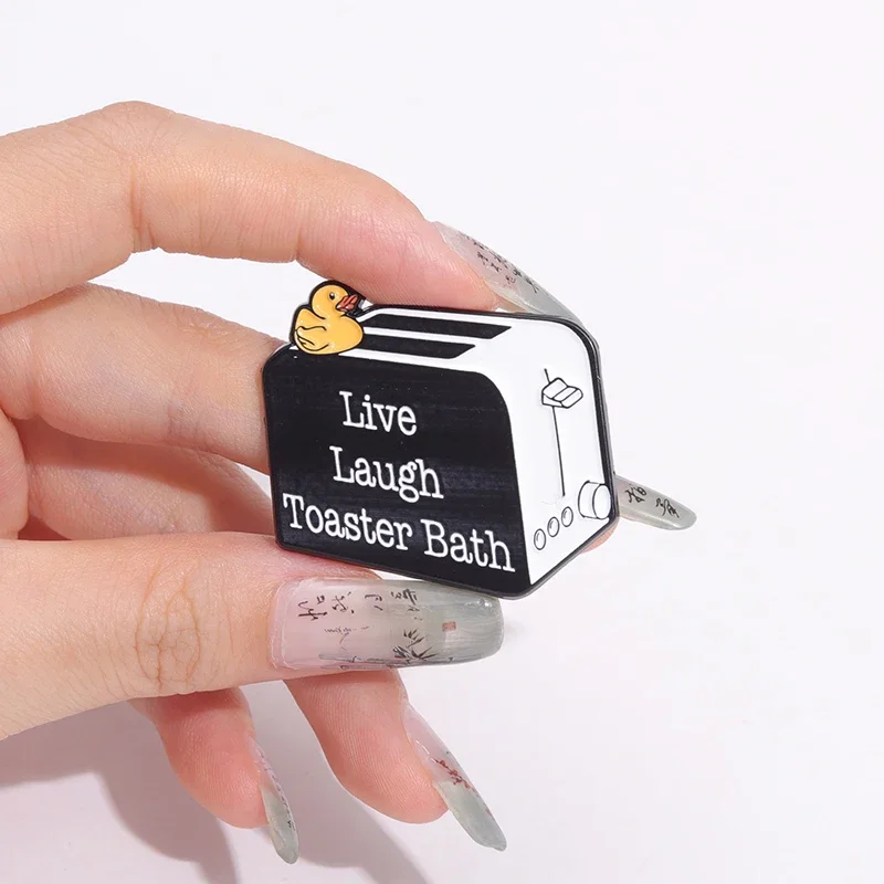Duck Bread Maker Enamel Pin - Live Laugh Toaster Bath Brooch Lapel Badge Jewelry Gift