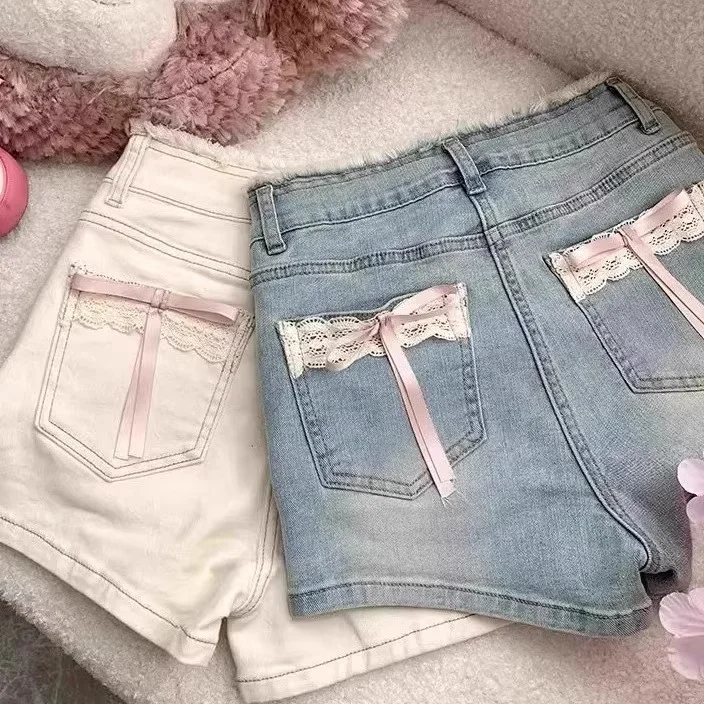 Summer Lace Denim Shorts - Detail View 1