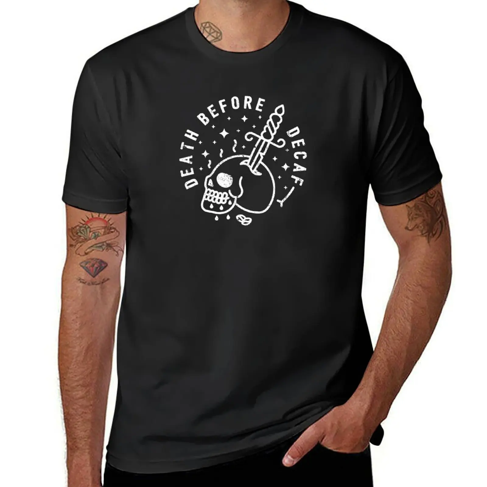 

Death Before Decaf T-Shirt aesthetic clothes tops summer clothes men t shirts