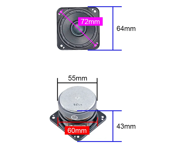 GHXAMP For Sony 2.5 inch 64mm Full range Speaker Classic Wave Rubber edge design 6ohm 15W 2PCS