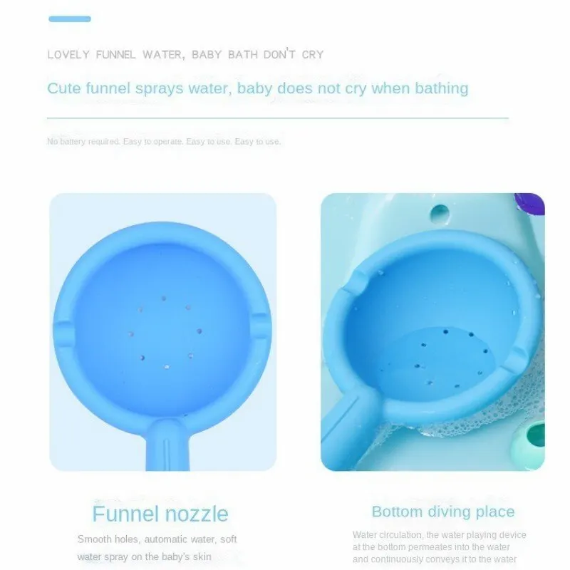 Colorful Waterwheel Bathing Sucker Baby Bath Toys Bathtub Water Spray Play Set Shower Sprinkler Toy For Kids 4