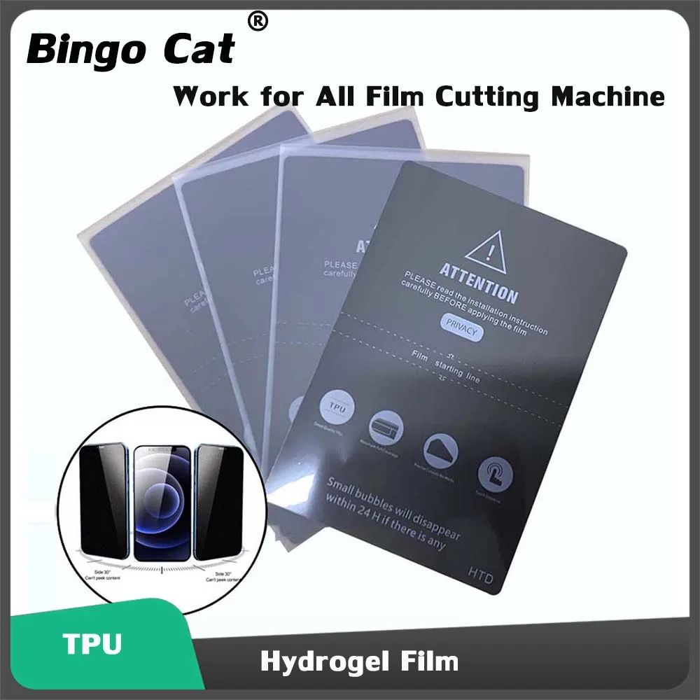

50pcs TPU Privacy Hydorgel Film Sheets Movies for iPhone 14 13 12 Pro Curved Screen Protector SS 890C Cut Machine HD Blue Films