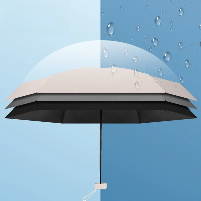 Ultra-Compact 6-Fold UPF50+ Black Coated Sun & Rain Umbrella for Women 4cm Thick Fits in Any Bag 6K Windproof Travel Umbrella
